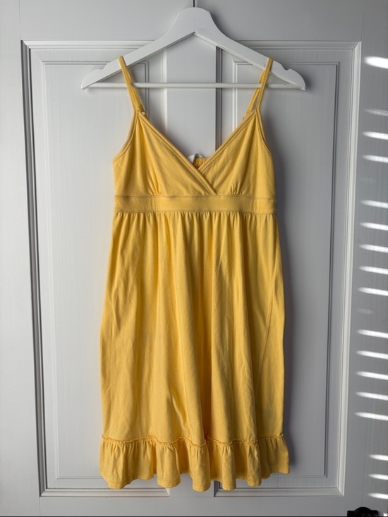 Aeropostale Dresses & Skirts - Aeropostale Mini Dress Size M Yellow Sleeveless Ruffle Hem Empire Waist Smocked